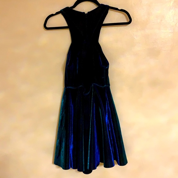 Silence+Noise Shiny Chromatic Blue Halter Dress XS - Picture 5 of 8